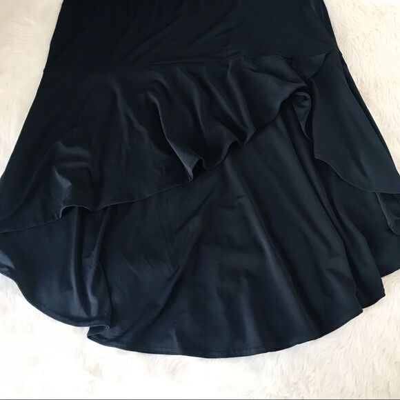 THALIA SODI Black Sleeveless Stretch Knit Midi Dress High Low Hem Small New - Picture 6 of 12